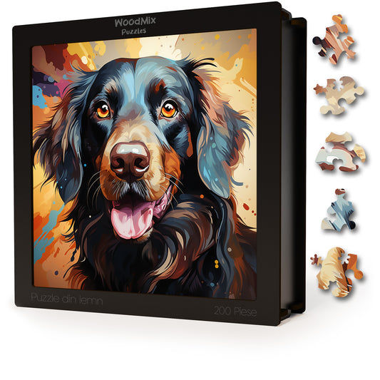 Puzzle cu Animale - Caini - Flat-Coated Retriever 2 - 200 piese - 30 x 30 cm