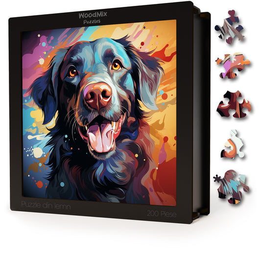 Puzzle cu Animale - Caini - Flat-Coated Retriever 3 - 200 piese - 30 x 30 cm