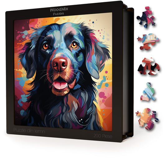 Puzzle cu Animale - Caini - Flat-Coated Retriever 4 - 200 piese - 30 x 30 cm