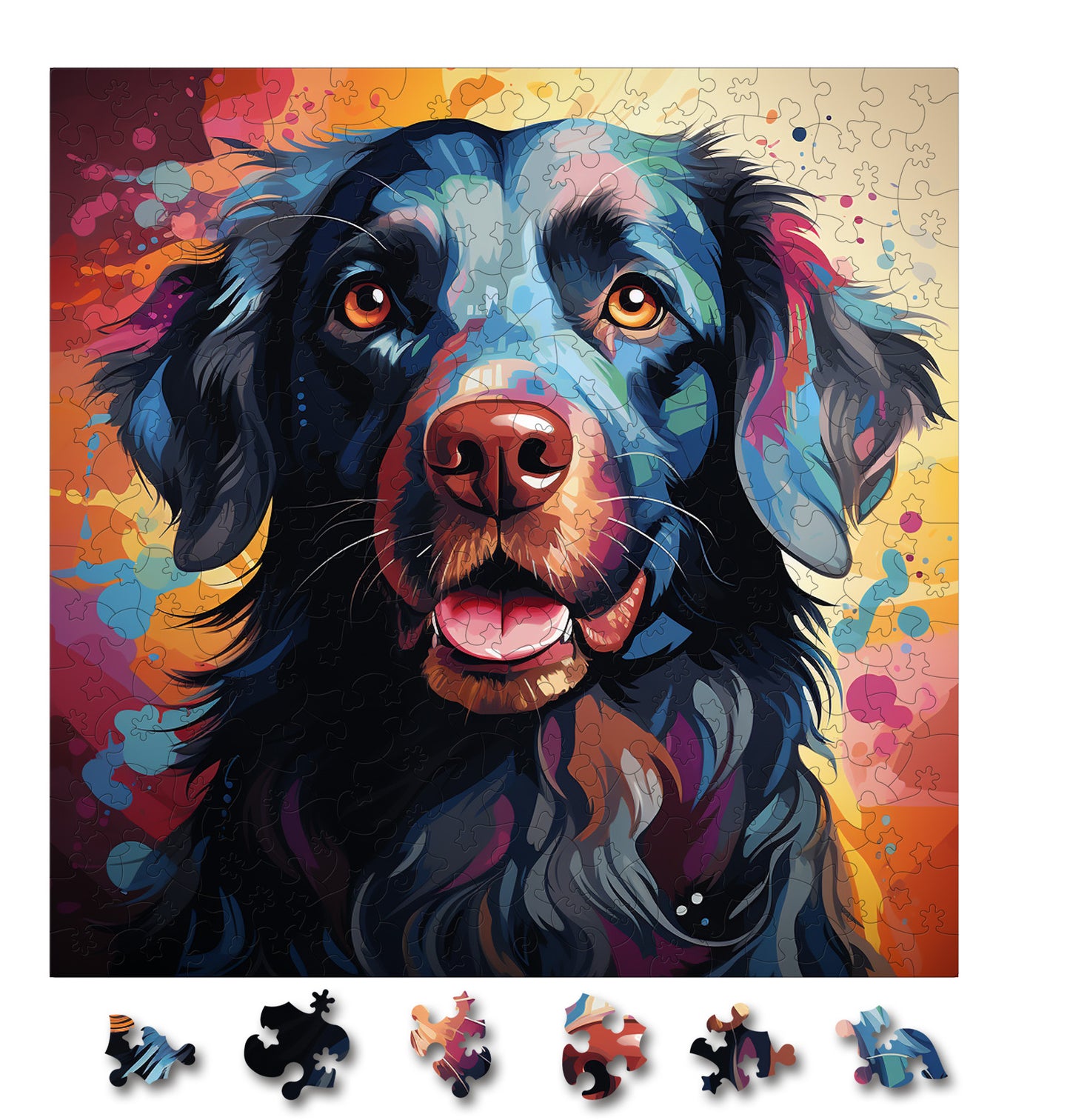 Puzzle cu Animale - Caini - Flat-Coated Retriever 4 - 200 piese - 30 x 30 cm