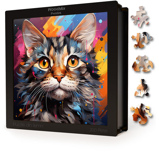 Puzzle cu Pisici - American Wirehair 4 - 200 piese - 30 x 30 cm