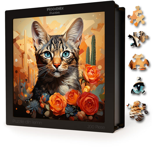 Puzzle cu Pisici - Desert Lynx 1 - 200 piese - 30 x 30 cm