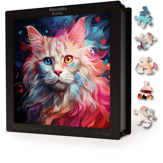 Puzzle cu Pisici - Turkish Angora 4 - 200 piese - 30 x 30 cm