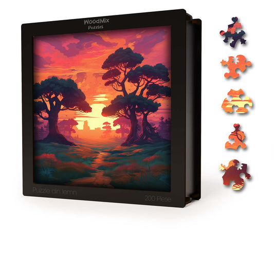 Puzzle cu Locuri - Safari Sunset - 200 piese - 30 x 30 cm