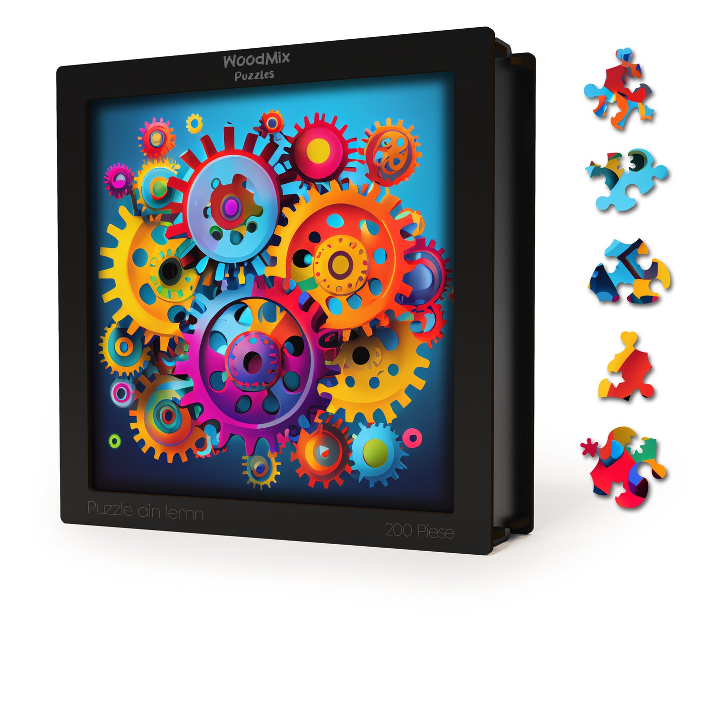 Puzzle Abstract  - Colorful Gears - 200 piese - 30 x 30 cm