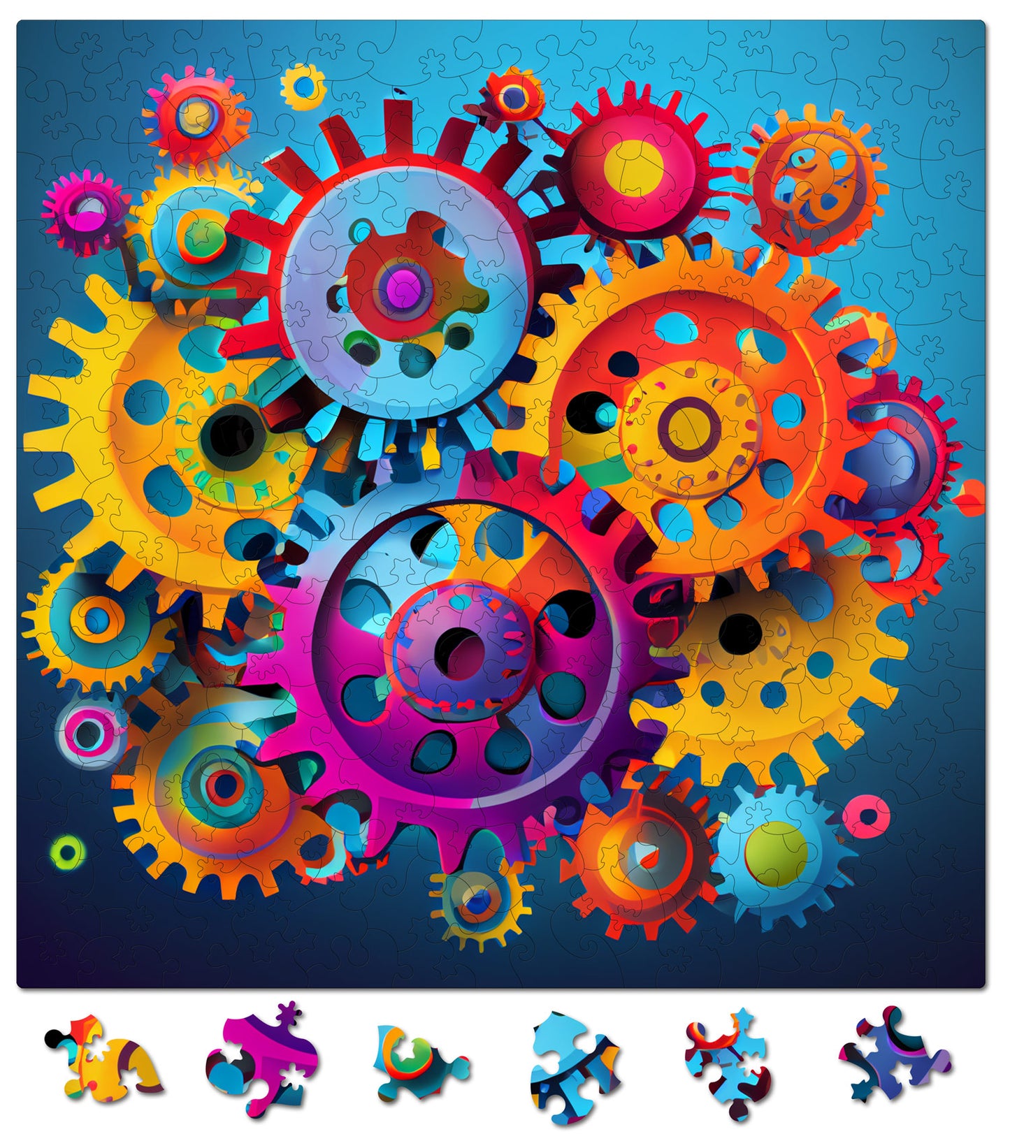 Puzzle Abstract  - Colorful Gears - 200 piese - 30 x 30 cm