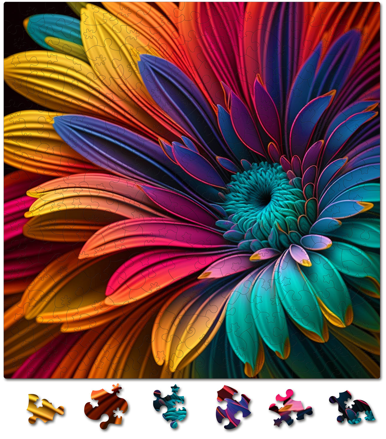 puzzle din lemn, African Daisy, colorat, flori, cadou,  Margareta