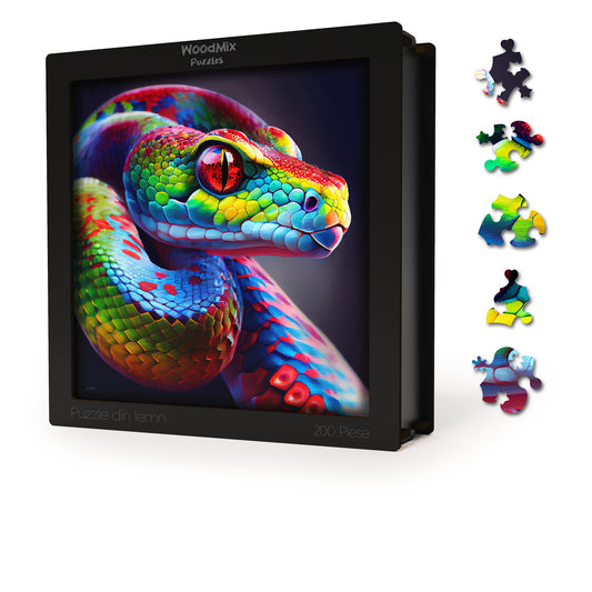 puzzle din lemn, sarpe, vipera, venin, colorat, reptila, reptile , colorat