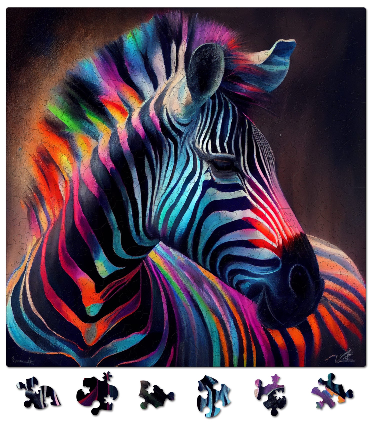 puzzle din lemn, zebra, colorat