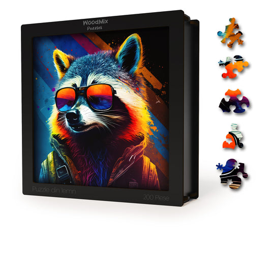 Puzzle cu Animale - Cool Raccoon - 200 piese - 30 x 30 cm