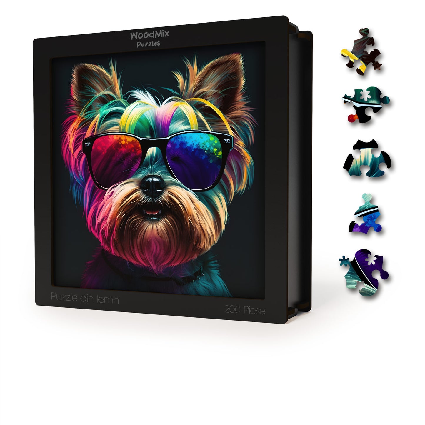 Yorkshire Terrier, cool ochelari, glasses, puzzle din lemn, puzzle