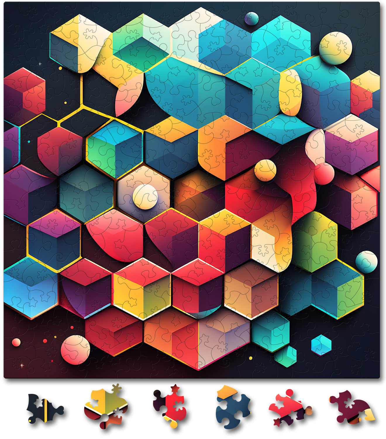 Puzzle Abstract - Hexagonix - 200 piese - 30 x 30 cm