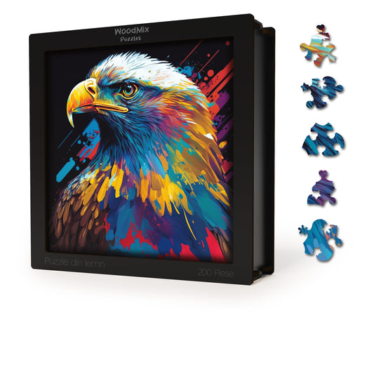 puzzle din lemn, vultur, eagle, colorat